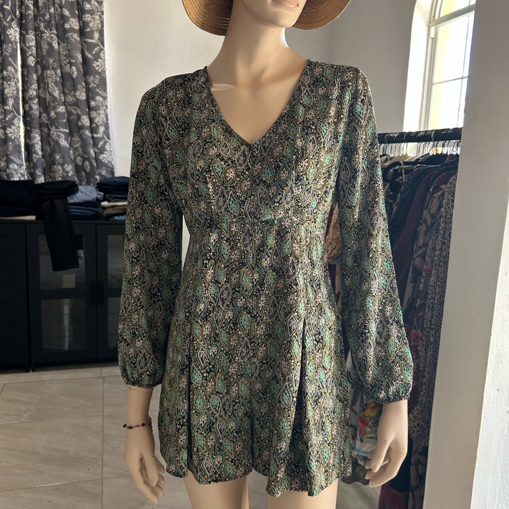 ILLA ILLA Green and Black Patterned Jumpsuit